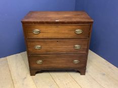 Small C19th mahogany chest of 3 long graduated drawers 83cm H x 81cm W x 50cm D. Condition: