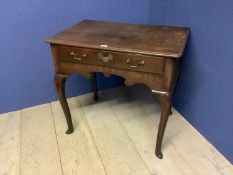 George I period walnut lowboy on cabriole legs with 1 long drawer, English, C1710, 74h x 88.5w x