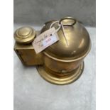 Small C19th German brass Gimbled marine compass with candle light, C Plath, Hamburg, Germany. The
