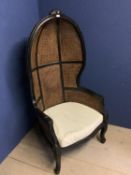 Victorian French double bergere panelled hall porters chairs