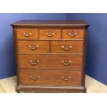 Late Regency mahogany chest of 3 top drawers above 2 short and 2 long graduated drawers with brass