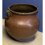 Very large metalware pot, with handles to each side, 64cm overall height, x 50 cm diam handle to
