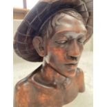 Havian carved wooden 1/2 bust of a fisherman, 22cm H. Condition: small chips to hat rim