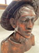 Havian carved wooden 1/2 bust of a fisherman, 22cm H. Condition: small chips to hat rim