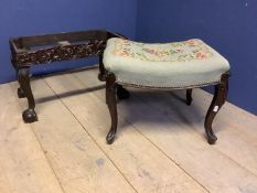 Victorian dish seat stool on French cabriole legs, Condition: Generally good, wear to seat, & a