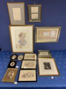 Paintings, drawings, early photographs of figures, including pencil nude - possibly Sidney Harold