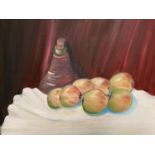 GEORGE S WISSINGER C20th, oil, Still life Apples & Pears, 39.5 x 49.5cm, framed, Condition: Good