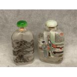 Two Chinese inside-painted glass snuff bottles, the first signed by Zhou Leyuan, and the second