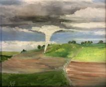 GEORGE S WISSINGER C20th, oil, Twister in Lecestershire Countryside 2018, 48.5 x 58.5 cm, framed,