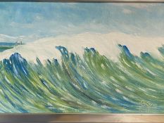 GEORGE S WISSINGER (C20th ), oil, The Seven'T wave, 2019, 26.5 x 41.5cm, framed. Condition: Good