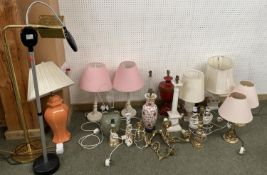 Quantity of lamps and shades. some damage