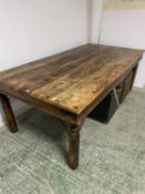 Modern teak style kitchen table. Condition some general wear and 1 leg wobbly.