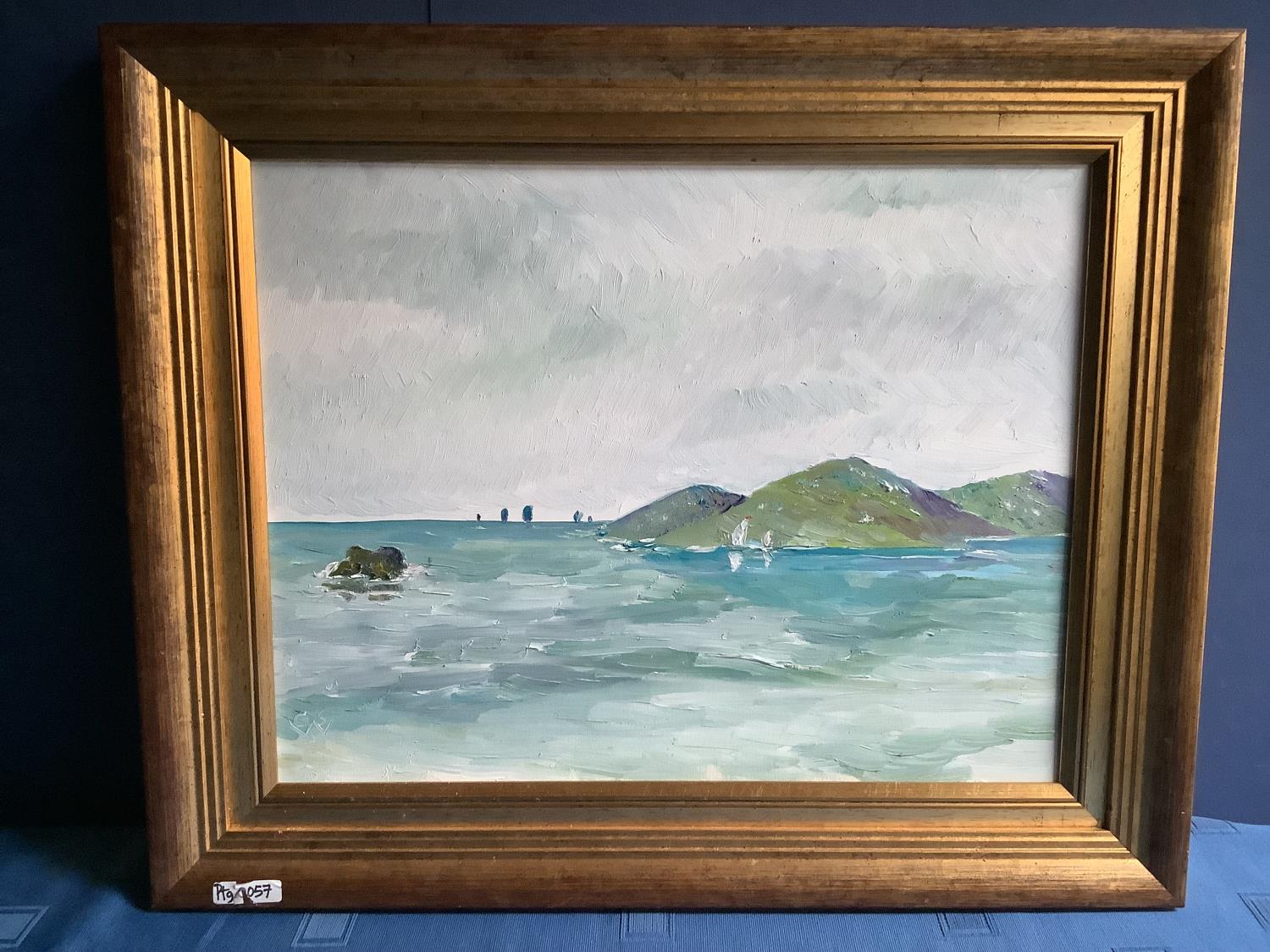 GEORGE S WISSINGER. Modern Oil , framed, "Seascape near Newquay, Uk" - Image 2 of 2