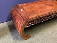 Small Chinese hardwood low opium table 91cm L x 40cm D x 33cm H. Condition: Generally good