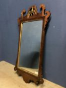 Late C18th mahogany late Chippendale period fret cut mahogany wall mirror with gesso inner frame and