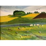 GEORGE S WISSINGER C20th, oil, Landscape with sheep County Clare Ireland 39.5 x 49.5cm , framed,