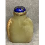 C18th/19th Chinese yellow and brown jade snuff bottle, stopper