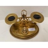 Decorative engraved brass scales with weights
