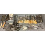 Quantity of various old bone handled knives, forks, pistol grip knives & qty Mother of Pearl forks &