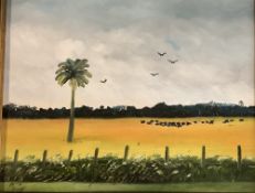 GEORGE S WISSINGER C20th, oil, Landscape "Black Angus" Florida, 2014, 34 x 44cm, framed,