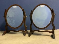 2 small Regency mahogany framed toilet mirrors 35 cm H