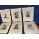 Set of 6 framed & glazed decorative Italian prints of mischievous figures depicting the seasons