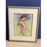 R Hamer C20th pastel study of a recumbent nude female, 43.5cm x 33cm