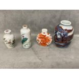 Four Chinese porcelain snuff bottles. (4)