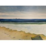 GEORGE S WISSINGER C20th, oil, Seascape with small boat, 39 x 49cm, framed, Condition: Good