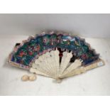 A modern cased Chinese fan, in decorative lacquer box,