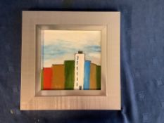 GEORGE S WISSINGER C20th, oil, "Imagination" Skyline 2019 24 x 24cm , framed, Condition: Good