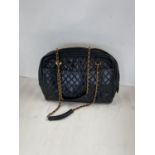 CHANEL HANDBAG, tote style, with quilted leather and gold colour hardware, and burgundy interior,