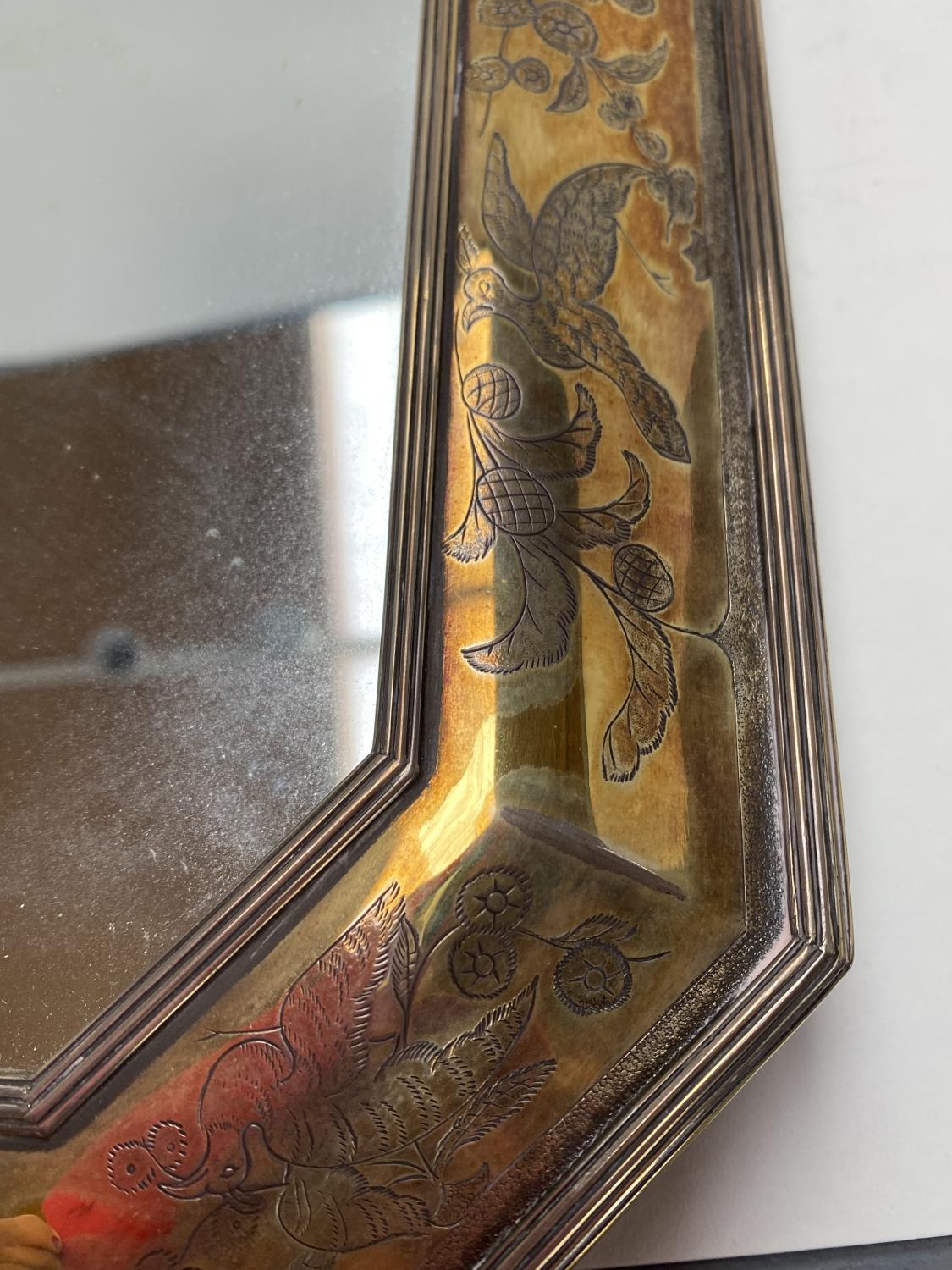 Hallmarked silver mirror set within an engraved frame, overall 45.5 long, x 36 cm wide, backed on - Image 5 of 6