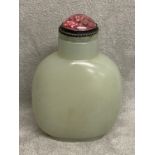 C18th/19th Chinese celadon jade snuff bottle, stopper