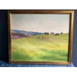 GEORGE S WISSINGER. Modern Oil on canvas, framed, "Landscape of Cattle graxing, near Glen Loch,
