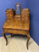 Fine quality Marquetry inlaid burr walnut Bureau De Dames 84 cm wide x 140 cm high