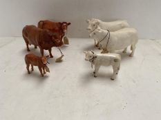 Border Fine Arts, Charolais Bull A4598, Charolais Cow A 4599, Charolais Calf A4602 Limousin Bull