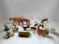 Qty of Beswick animals - cats, dogs, birds tigers, see images for details & condition - no signs