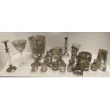 Qty of decorative Mercury style pieces, vases, candle sticks etc