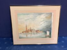 PAUL JOHNSON C20 watercolour "San Giorgio Maggiore, Venice", 33 x 43cm, framed & glazed.