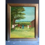 GEORGE S WISSINGER. Modern Oil , framed, "Garden Berkenkaut", 49 x 39