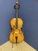 Cello, the body measuring 123 cm long, label inside "made in Hungary", condition - some general wear