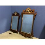 A late C18th late Chippendale period fret cut mahogany wall mirror with gesso inner frame and gilded