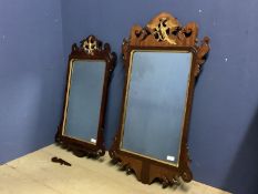 A late C18th late Chippendale period fret cut mahogany wall mirror with gesso inner frame and gilded