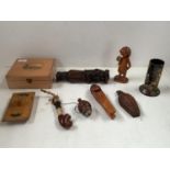 Vintage black Forest Briar Pipe, Mauchline ware box, Houses of Parliament, Mauchline ware blotter
