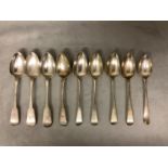 9 various dates and makers Hallmarked Silver dessert spoons, approx 8ozt