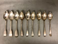 9 various dates and makers Hallmarked Silver dessert spoons, approx 8ozt