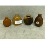 Three Chinese agate snuff bottles, together with a tiger's eye snuff bottle, Qing dynasty and later.