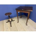 Small Georgian mahogany tripod table (repaired top) and a Georgian Mahogany drop leaf triangular