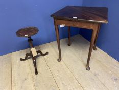 Small Georgian mahogany tripod table (repaired top) and a Georgian Mahogany drop leaf triangular